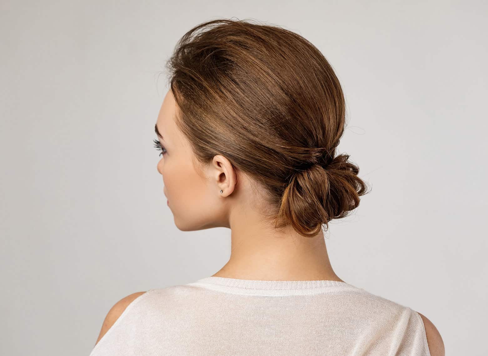 woman with low bun