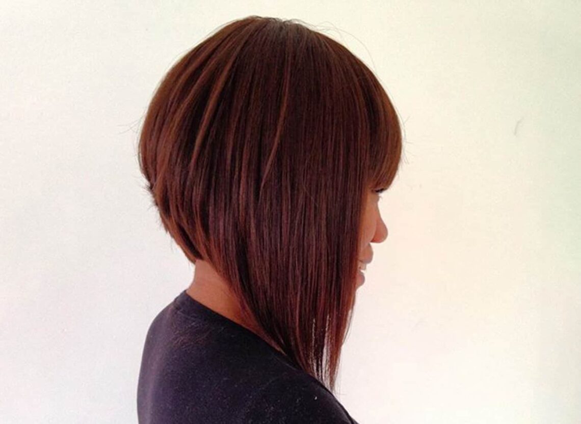 woman with long a-line bob