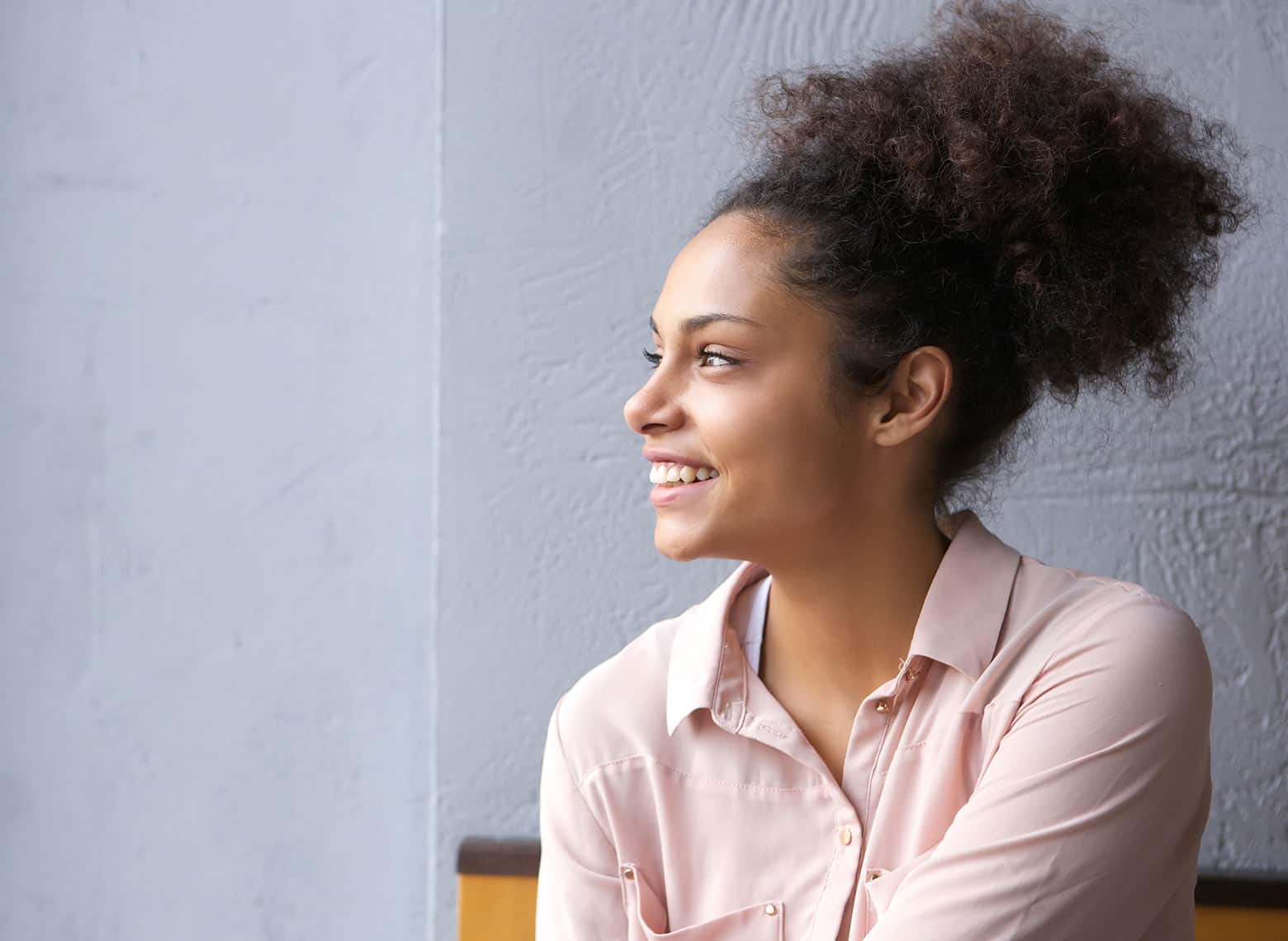 woman with high puff