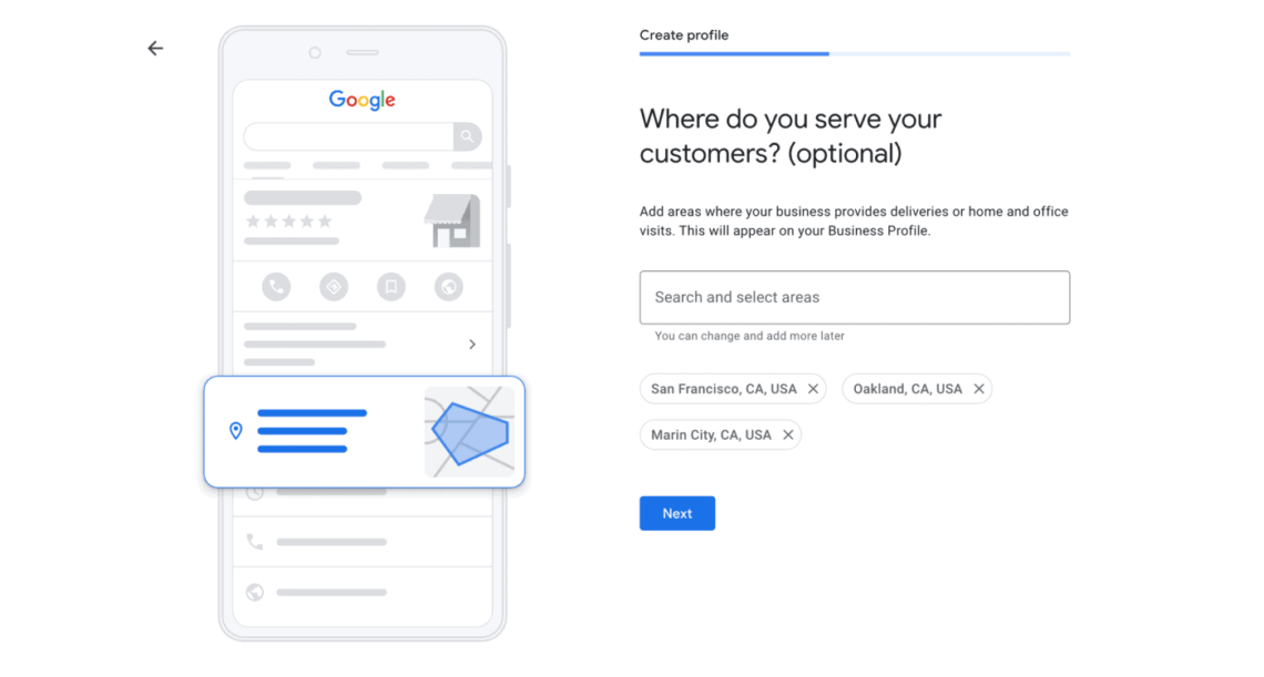 Google My Business areas