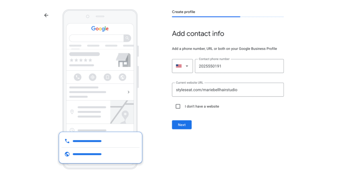 Google My Business Contact Info