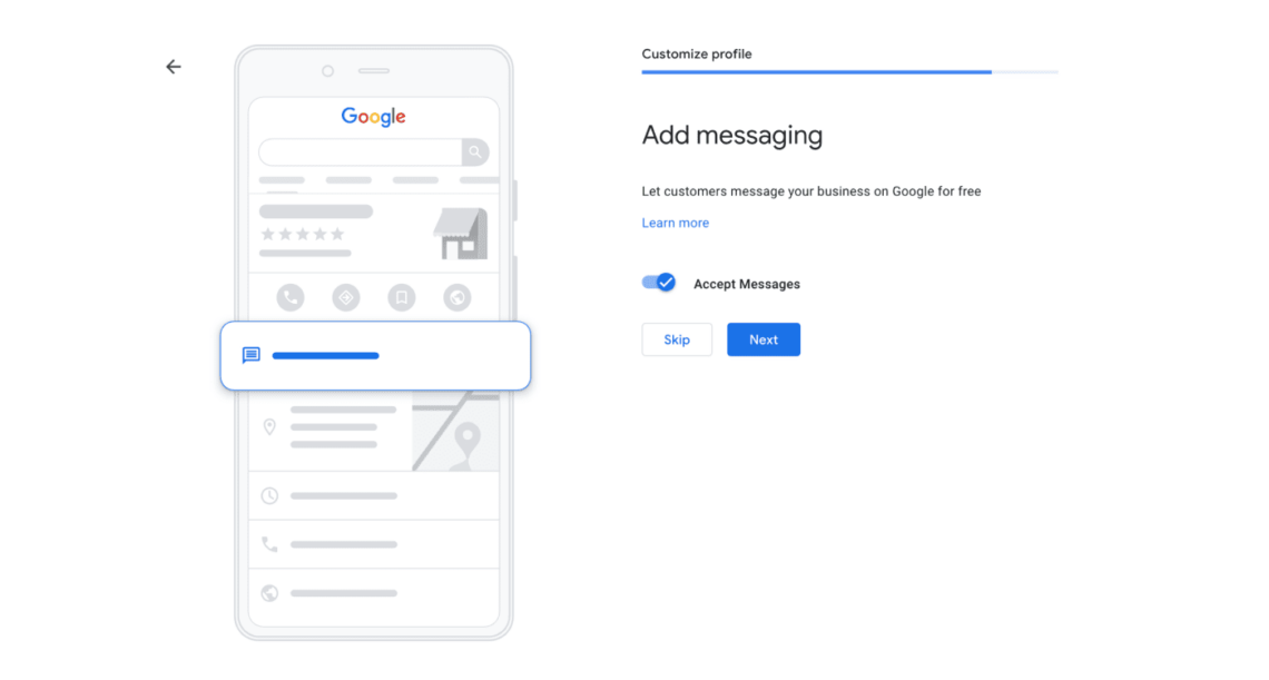 Google My Business Customer Messaging