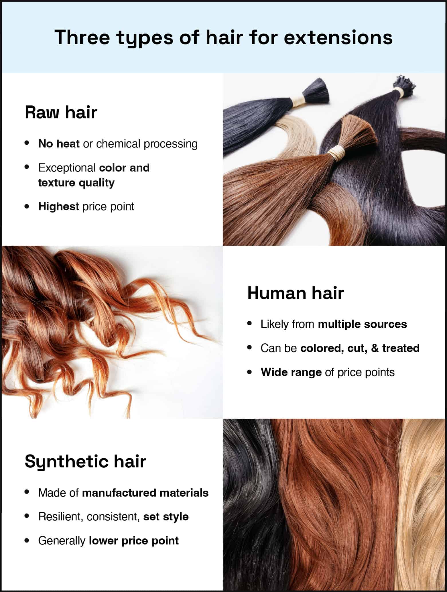 three types of hair extensions